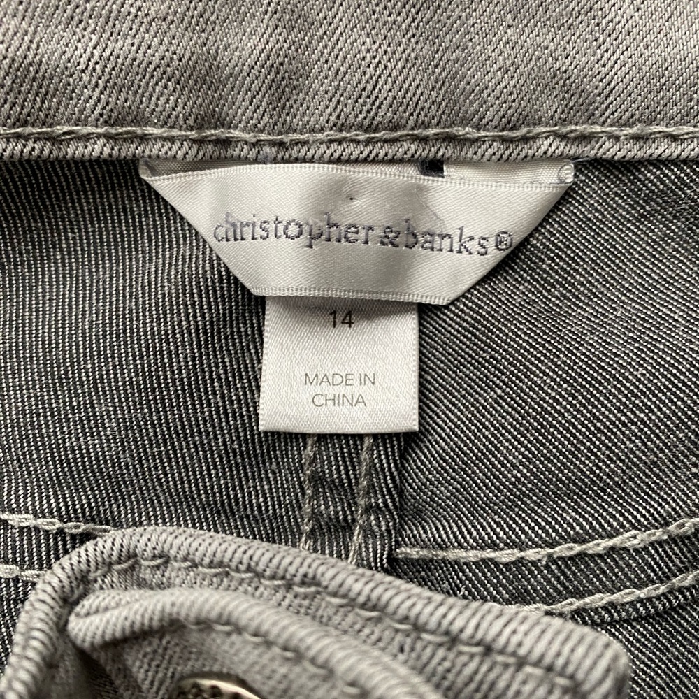 SOLD Christopher & Banks denim jeans gray with fancy back pockets size 14 - Picture 11 of 12